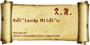 Kálazdy Milán névjegykártya
