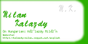 milan kalazdy business card